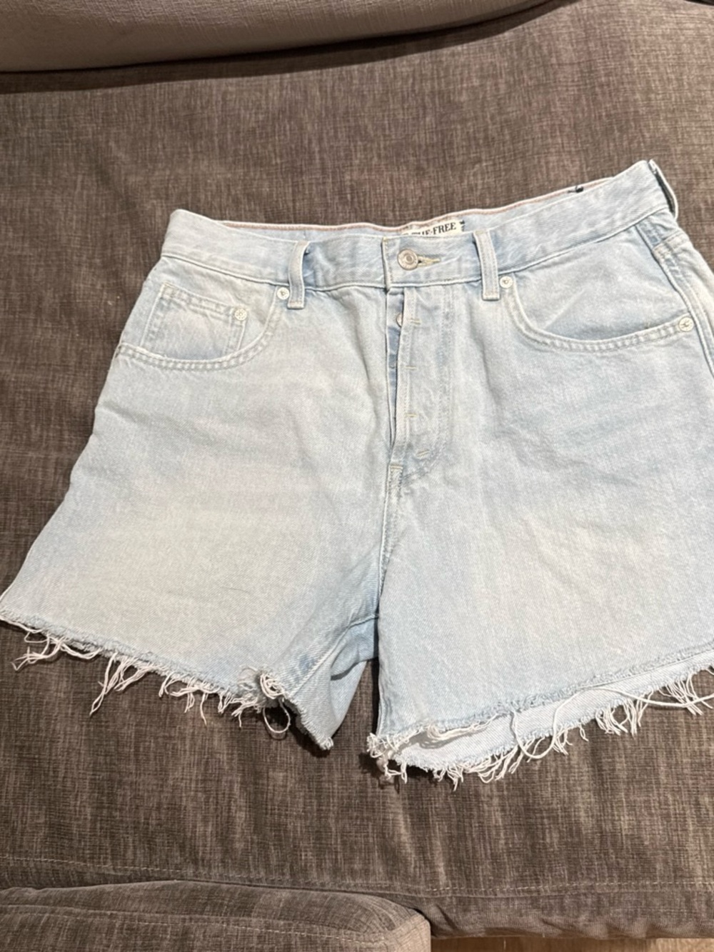 Free People High-Rise Light Wash Denim Cutoff Shorts for Women
